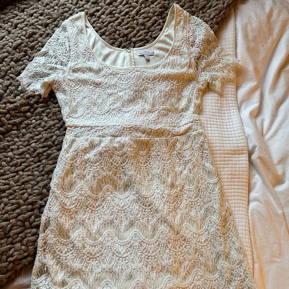 Gap Lace Short Sleeved Mini Dress, Size 10, White